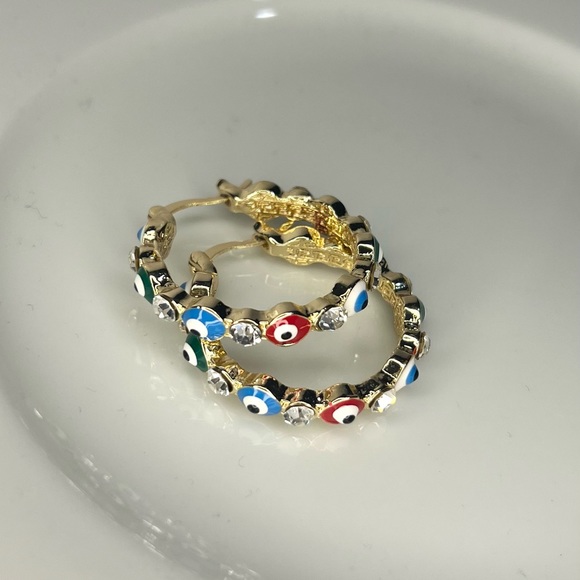 independent Jewelry - 14k gold filled evil eye earrings